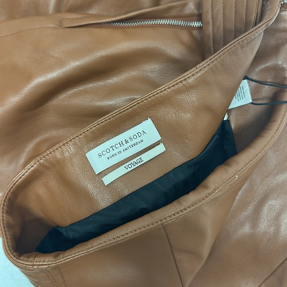 Scotch and Soda Skirt Midi Wrap Over Belted Faux Vegan Leather Tan Brown Size XS - Picture 9 of 12